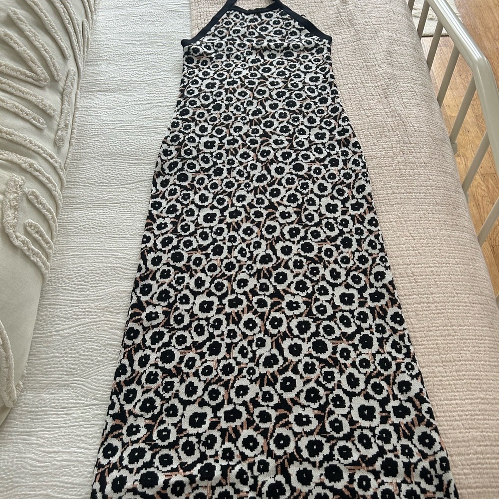 Diane Von Furstenberg Black and White Patterned Midi Dress
